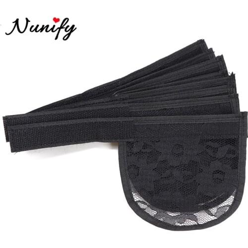 Nunify Black 5Pcs/Lot Drawstring Ponytail Net Making Ponytail Hairnet Adjustable Strap On The Back Weaving Cap Glueless Wig Cap