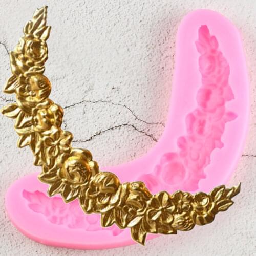 Flower Garland Cake Border Silicone Mold DIY Wedding Cake Decorating Tools Chocolate Candy Molds Cupcake Baking Fondant Moulds