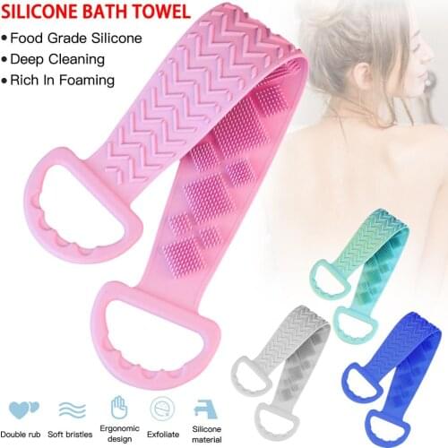 Silicone Body Scrubber Back Brush Body Exfoliator Massage Back Rub Bath Brush Strip Extended Scrubber Skin Clean Shower Brush