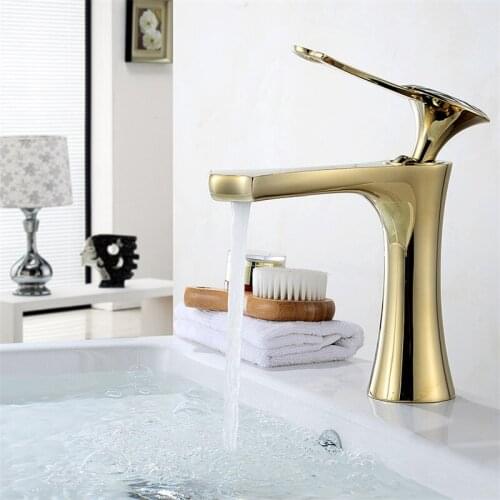 Bathroom Basin Faucet Golden Brass Sink Mixer Tap Hot and Cold Basin Faucet Crystal head Deck Lavatory Tap Water Crane Torneira