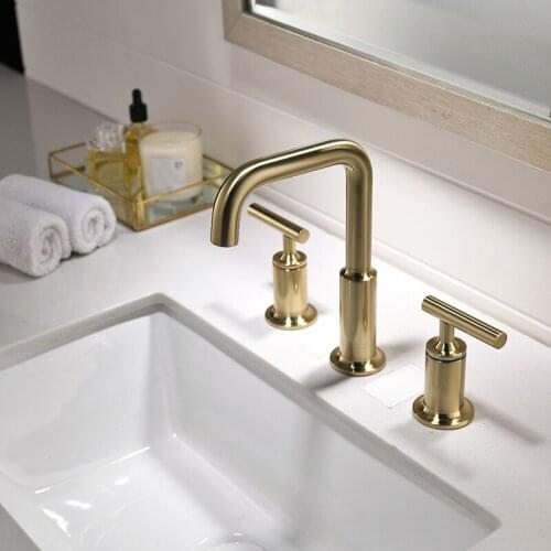 Three-piece Bathtub Faucet 3 Paper Set Separation Type Basin Faucet Wire Drawing Gold Black Hot And Cold Water