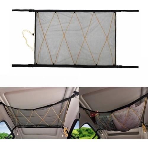 Car truck Roof Storage Bag Car Ceiling Storage Net Pocket-Universal Car Roof Interior Cargo Net Bag with Zipper for Van SUV