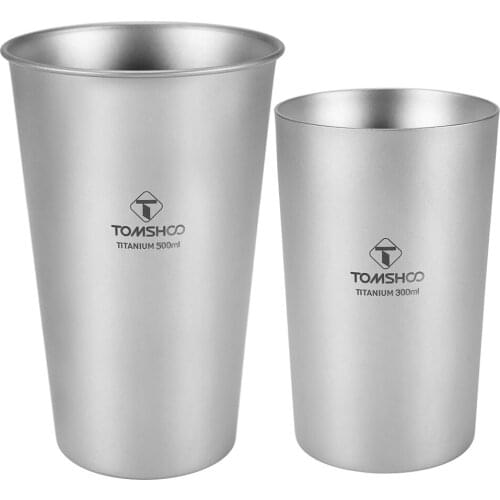 TOMSHOO Ultralight 300/500ml Titanium Cup Single-Wall Beer Cup Water Cup Coffee Tea Mug Camping Cup Tableware For BBQ Picnic