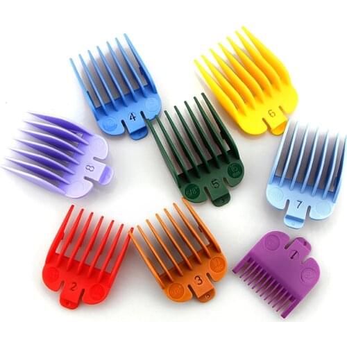 8Pcs/Set Colorful Universal Hair Clipper Guide Limit Combs Trimmer Guards Attachment Multiple Sizes Replacement 3-25mm