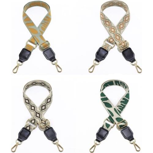 All-match 3.8CM Cotton Canvas Ribbon Bag Strap Geometry Irregular Printing DIY Replace Crossbody Bag Handle