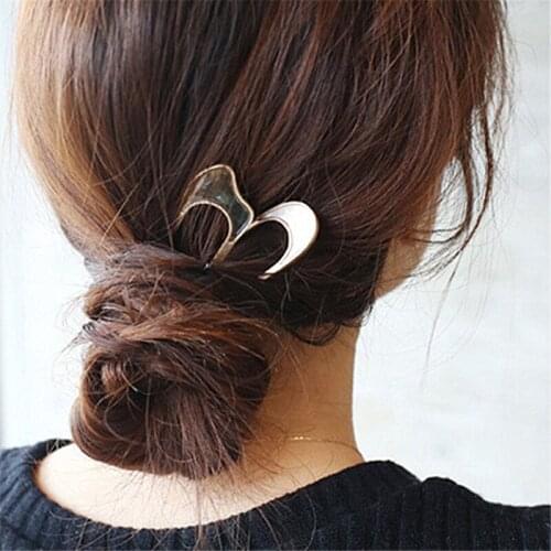 Ins Japanese mother-of-pearl jewelry and metal hairpin U-shaped hairpin female hairball head-shaped hairpin shell hair fork
