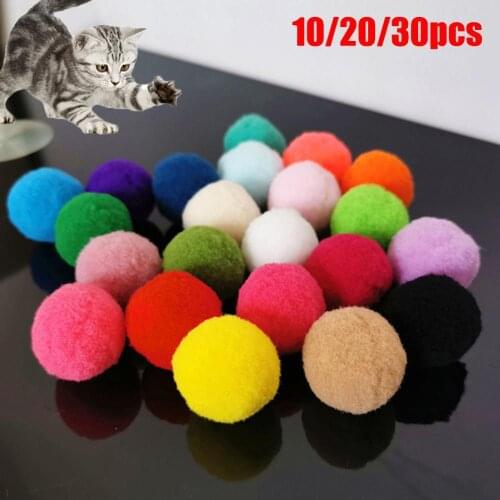 10/20/30Pcs Pet Cats Kitten Polyester Plush Balls Interactive Play Training Toy