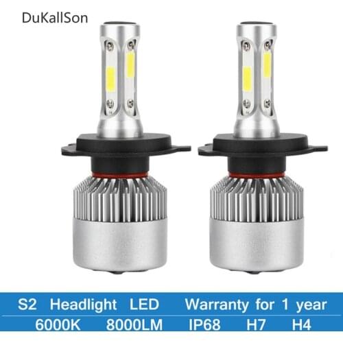 10 Pairs H7 H1 H3 H4 H11 9005 9007 9006 led Headlights Bulbs 6500K 8000lm 12V 72W Car Led Headlights Super Bright Light Bulb S2