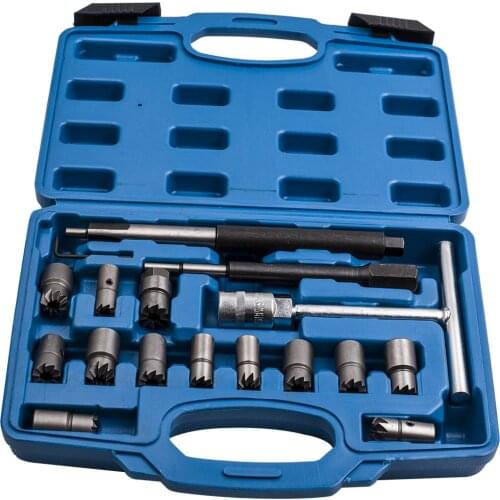 17PCS Professional Diesel Injector Seats Cutter Cleaner Tool Set Carbon Remover For Mercedes-Benz CRD + Case crcb
