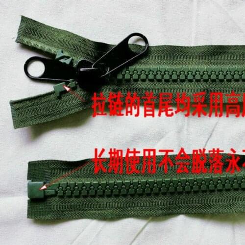 2pcs/lot Long Plastic Resin Zippers Army Green Double-Side Single Open End Outdoor Tent Sleeping Bag