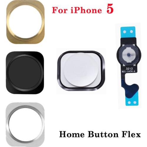 4pcs/lot For iPhone 5 5G Home Button Flex Home Button Menu with Flex Cable Key Cap Black & White
