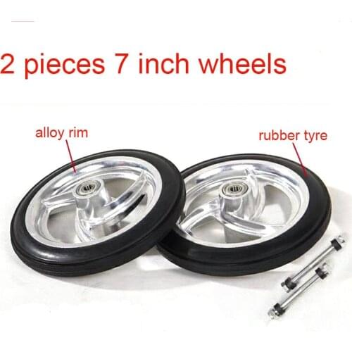 7 Inch Wheelchair Small Wheel Parts 7" Solid Rubber Tire with Alloy Hub Front Wheel Universal Wheel Front Small Wheel