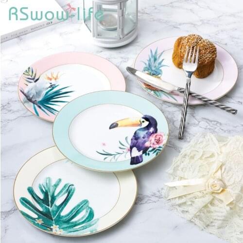 8 Inch Bone China Hand-painted Fresh Western Steak Steak Breakfast Disc Charger Plate Dinner Plates For Tableware