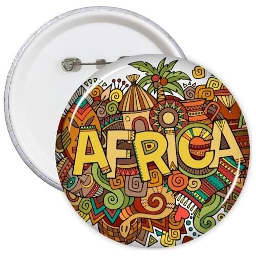 African Aboriginal Art Pattern Tribal Round Pins Badge Button Clothing Decoration Gift 5pcs