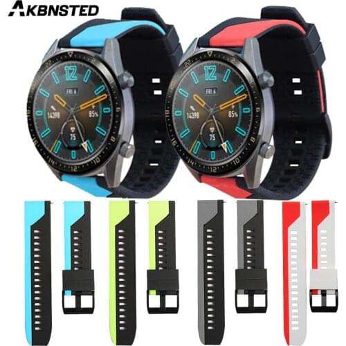 AKBNSTED 20 22MM Silicone Watch Strap For Huawei Watch GT/GT2 Wristband For Xiaomi Huami Amazfit GTS/GTR/Bip/Stratos 3 Watch
