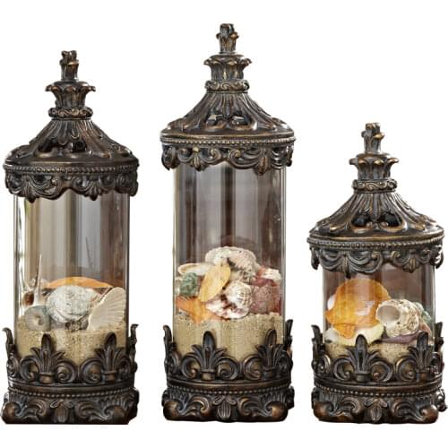 American Golden Retro Glass Sealed Storage Tank Decorative Pot Dried Flower Pot Candy Jar Green Tea Pot Sugar Jar Glass Jar