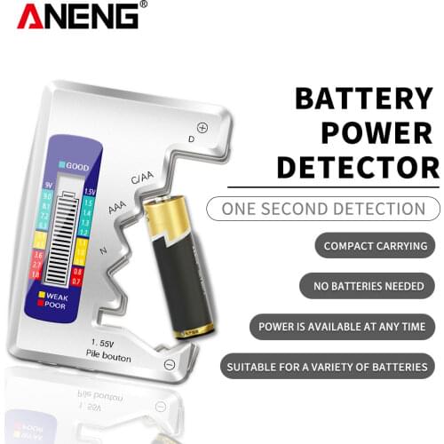 ANENG LCD Display C AA AAA D N 9V 1.55V Universal Button Cell Battery Tester Volt Capacity Check Detector Capacitance Tool