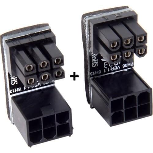 ATX 6Pin Female to 6pin Male 180 Degree AngledPower Adapter for Desktops Graphics Card