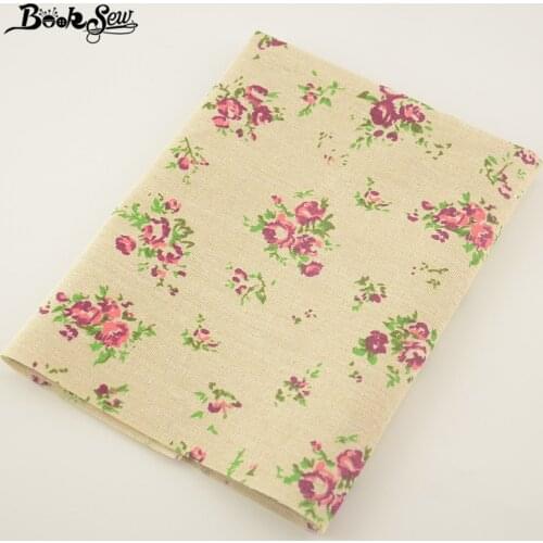 Booksew Cotton Linen Fabric Sewing Tissu For Tablecloth Pillow Bag Curtain Cushion Zakka Purple Rose Design Home Textile
