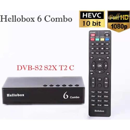Hellobox 6 Combo Set Top Box H.265 DVB S2X DVB-T2 DVB-C support Cline Newcamd Biss Auto Powervu Scam+ , I-P*T-V Some free