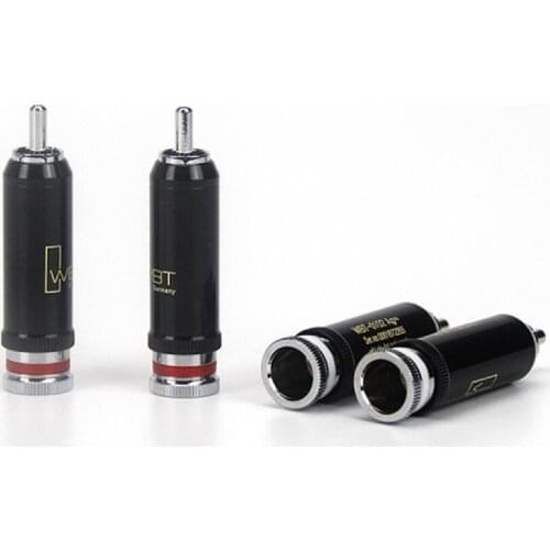 Hifi 4pcs WBT-0102Ag brass Rhodium plated Soldering 9mm RCA plug for AMP DV CD player RCA audio interconnt cable