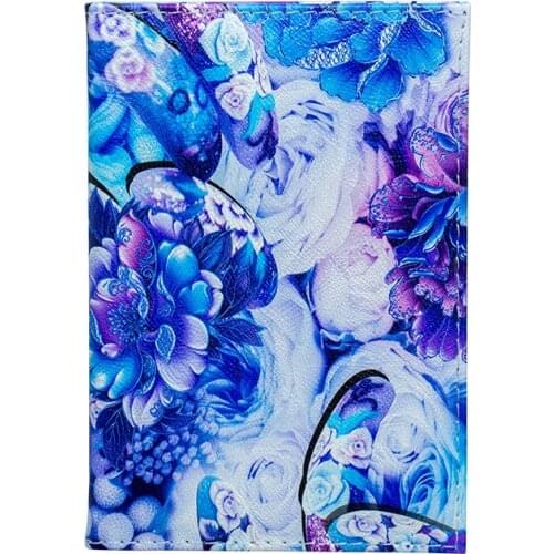 PU Peony flower passport holder foreign trade passport leather passport bag ticket clip card holder for ladies