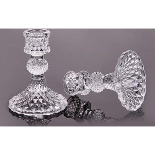 Classic Glass Candlestick Holder Exquiste Style Durable Long Lasting Stable Base Easy to Clean Best Decoration for Room PR Sale