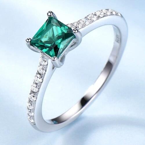 Genuine 14k White Gold Emerald Ring, birthstone ring, high-end gift for womens birthday, party, party and Christmas