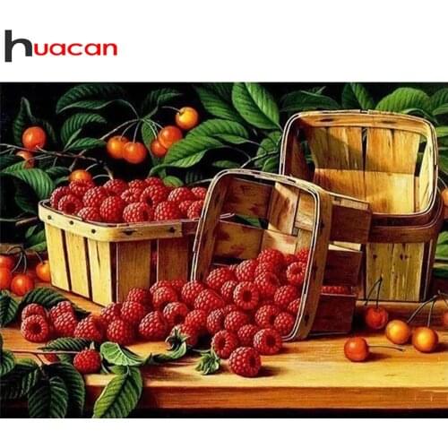 Huacan Full Square/round Diamond Painting Fruit Mosaic Basket Embroidery Cross Stitch Raspberry Home Decor