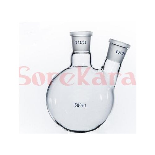 500ml Laboratory Borosilicate Glass 24/29 Joint Glass Flask round bottom with two necks Graduated
