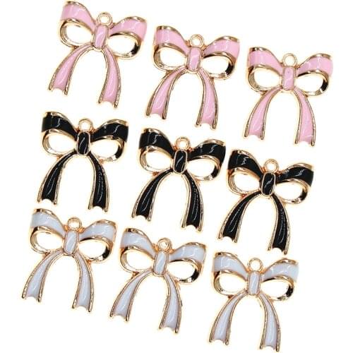 Cute Enamel series Bow Charms Bow Pendant For Jewelry Making DIY Bracelet Earrings Necklace Girls Gift Findings