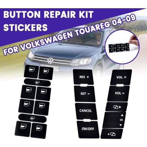 Car Repair Stickers Glass Lift Steering Wheel Switch Button Decals Stickers Kit For VW For Volkswagen Touareg 2004-2009