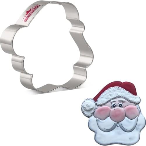 KENIAO Christmas Santa Face Cookie Cutter For Winter Party - 9.4 x 9.7 CM - Biscuit Fondant Bread Cutter - Stainless Steel