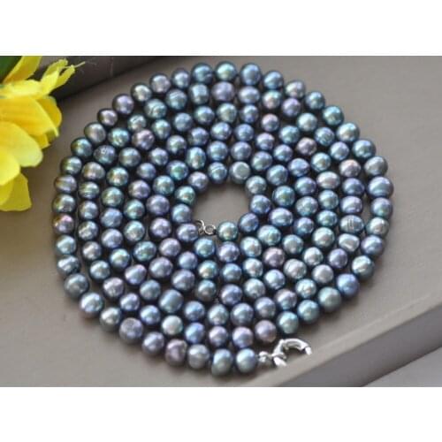 MCT·STAR Z10571 50"-100" 8mm Peacock Black Round Freshwater Pearl Necklace