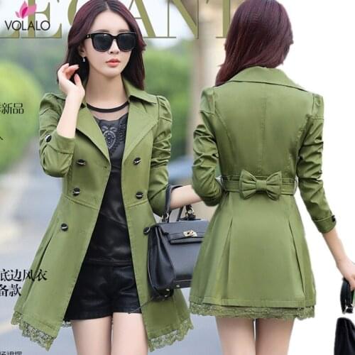 Trench Coat For Women Double Breasted Slim Fit Long Spring Coat Casaco Feminino Abrigos Mujer Autumn Outerwear Adjustable Waist