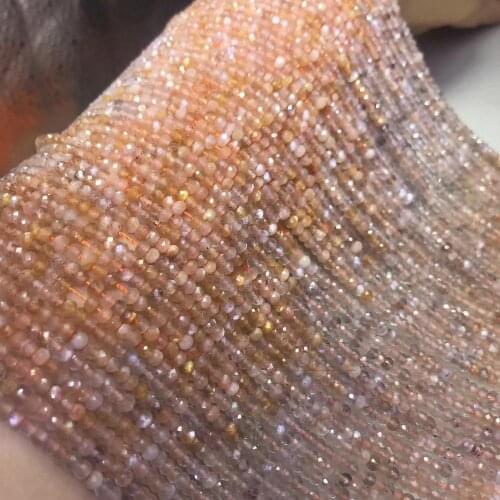 Pink sunstone gradient color roundel faceted 2*3mm for DIY jewelry making loose beads FPPJ wholesale beads nature gemstone