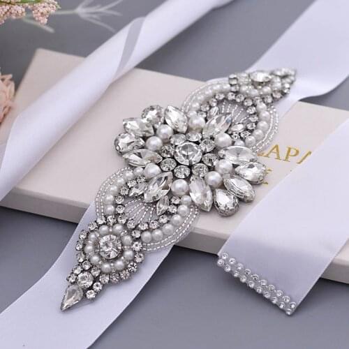 S05B Handmade Rhinestone Wedding Dress Belts Bride Accessories Belts for Women Crystal Belts for Formal Prom Evening Dresses