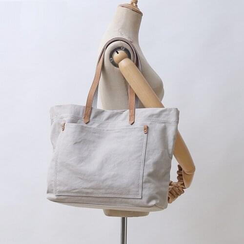 Japanese Diagonal Bag Shoulder Bag Literature and Art Retro Cowhide with Canvas Tote Bag Men and Women Laptop Bag