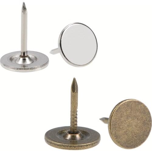 Uxcell 25-150pcs Upholstery Nails Tacks 11mmx13mm Flat Head Furniture Nails Pins Silver/Bronze Tone for Home DIY
