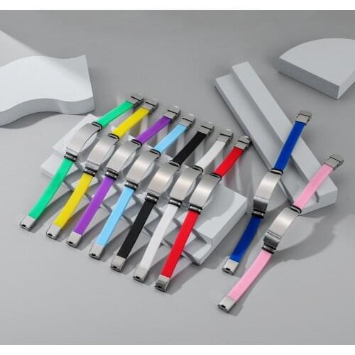 Women Mens Stainless Steel Bracelets & Bangles Silicone Bracelets for Unisex Personality Punk Sport Bangle Hip Hop Jewelry