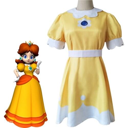 Anime Clothing Super Bros PrincessDaisy Cosplay Costume Girls Dress Skirt Woman Dresses School Uniform Birthday Princess Dress