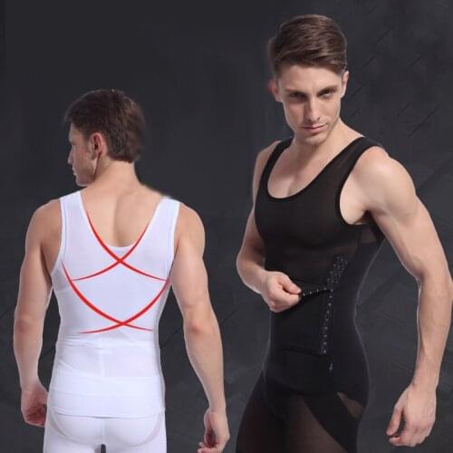 New Arrival Fitness Men Running Vests Weight Loss Cincher Belt Mens Body Shaper Vest Trimmer Tummy Shirt Hot Size M L