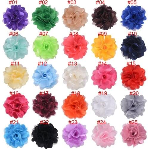 2" Tulle Flowers 19Colors Mini Satin Mesh Flowers Without HairClips Charlotte Tulle Puff Flower 100pcs Free Shipping