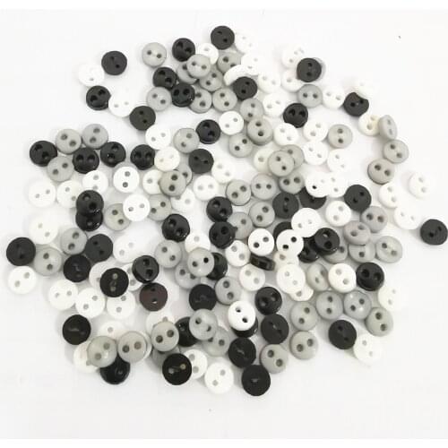 1000pcs 4mm Black White Grey Mix Mini Doll Clothing Button 2 Holes Flatback Buttons DIY Handmade Sewing Scrapbooking Accessories
