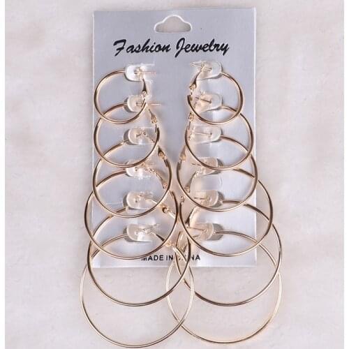 12 Pairs Hoop Earrings Set Big Circle Earring Fashion Jewelry for Women Girls Steampunk Ear Clip korean Earrings 2020