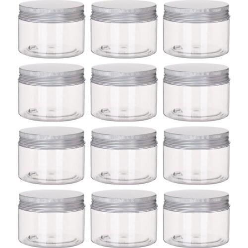12Pcs Round Plastic Jars with Aluminum Lids Empty Organizer Container DIY Balm Cosmetic Pots Seal Storage Box Portable Small Jar