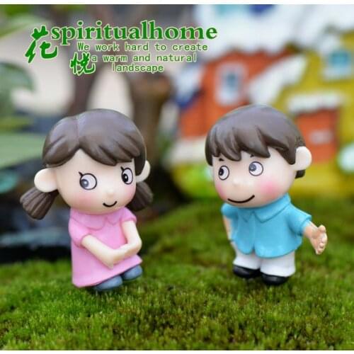 2pcs Shy Lovers Dolls Accessories Moss Micro-landscape Decoration DIY Lovers miniature figurines Decoration Home Decor