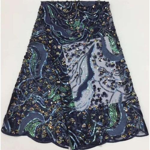 2021 latest French embroidered tulle lace fabric African sequined mesh lace fabric sewn party wedding dress FJ39081