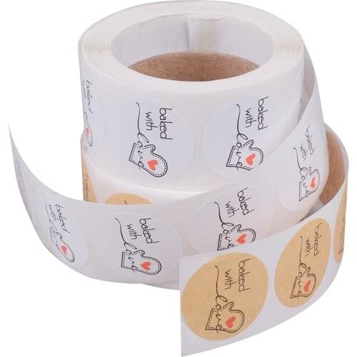 Round stickers diy 500 units thank you stickers lable stickers scrapbooking bake with love hand made