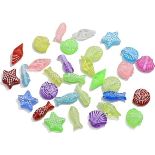 Acrylic Ocean Shell Fish Beads for Children Jewelry making Conch Starfish DIY Handmade Gifts bracelets Necklace Accessory